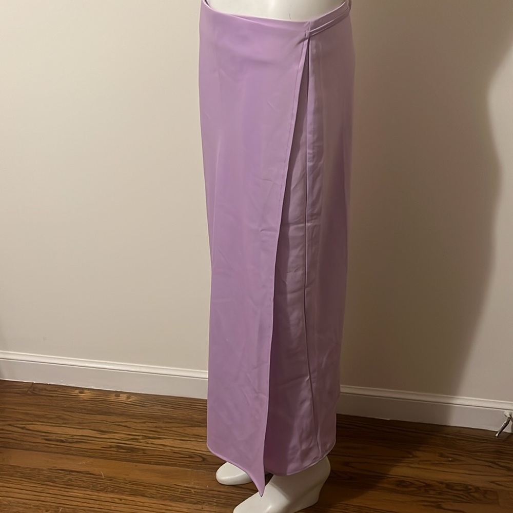 Nasty Gal Lavender Strappy Satin High Waisted Midi Skirt New With Tag Size 10 - Picture 4 of 11
